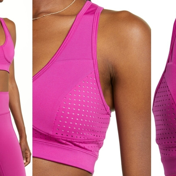 Zella, Studio Lite‎ Perforated Sports Bra, Pink Wild Aster, Size Medium - Picture 6 of 11